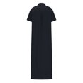 thumbnail image 4 of Jusqu'à 65 % de Réduction! Robes de Mode Été pour Femmes 2024 Grande Taille Décontractée Aguichant Col Rond Uni et Manches Courtes Robe à Boutons, 4 of 6