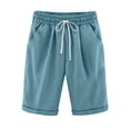 thumbnail image 1 of Timegard Shorts for Women Plus Size Cotton Linen Elastic Waist Drawstring Ruched Casual Loose Shorts, 1 of 5