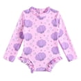 thumbnail image 1 of Toddler Girls Bathing Suits Rash Guard Striped Ruffle Long Sleeve Sun Protection Cute Swimwear Bathing Suits 12-18 Months, 1 of 7