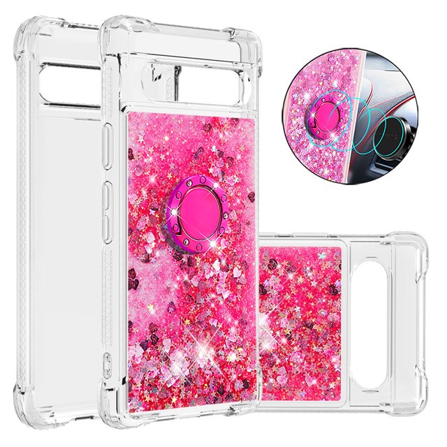 Case for FOXDOCK Google Pixel 7A Full Corner Protection Glitter Phone Case with Ring Holder