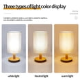 thumbnail image 4 of Meitianfacai Table Lamp For Bedroom 3 Way Dimmable Nightstand Lamp With Round Flaxen Fabric Shade For Living Room Office Dorm, Solid Wood, LED Bulb Included, 4 of 9