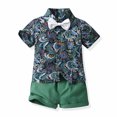 thumbnail image 2 of Birdeem Ensemble d'Été pour Enfants Garçons Chemise à Manches Courtes à Col à Revers et Short avec Cravate, 2 of 9