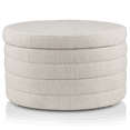 thumbnail image 1 of Bouclair Oatmeal Round Storage Fabric Ottoman, 1 of 10