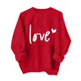 thumbnail image 2 of Styesk Chemises à Manches Longues pour Femmes Imprimé Cœur Hauts Confortables Doux Col Rond T-Shirts Chandail Mode Léger Chandail en Molleton Graphique de la Saint-Valentin Hauts Décontractés, 2 of 3