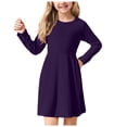 thumbnail image 3 of Zanarzt Robe Tutu pour Tout-Petits Filles à Manches Longues Robes T-Shirt Enfants Automne Robe Patineuse Ligne A Violet Foncé, 13-14 Ans, 3 of 6