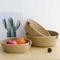 thumbnail image 1 of Storage Basket Three Piece Set, Rope Material Organizer, Household Dirty Clothes Toys Miscellaneous Storage, Elegant Design with Leather Handles, Varied Sizes, Easy to Clean, 1 of 6