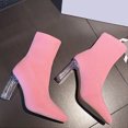 thumbnail image 5 of B91xZ Leather Booties Women Elastic Platform Lug Sole Slip on Wedge Ankle Booties,RD1 8, 5 of 5