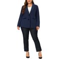 thumbnail image 2 of GRACE & GRANDEUR Women's Plus Size Fall Workwear Notched Lapel Button Down Office Blazer 3X Navy Blue, 2 of 6