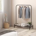 thumbnail image 4 of CostwayIndustrial Metal Garment Rack Heavy Duty Floor Cloth Rack w/ Shoe Storage Shelf, 4 of 10