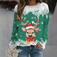 thumbnail image 2 of 2025 Femmes Automne et Hiver Couleur Manche Noël Flocon de Neige Imprimé Chandail de Noël Femmes Col Rond Épaule Long Décontracté Chandail Manches Sport Décontracté, 2 of 4