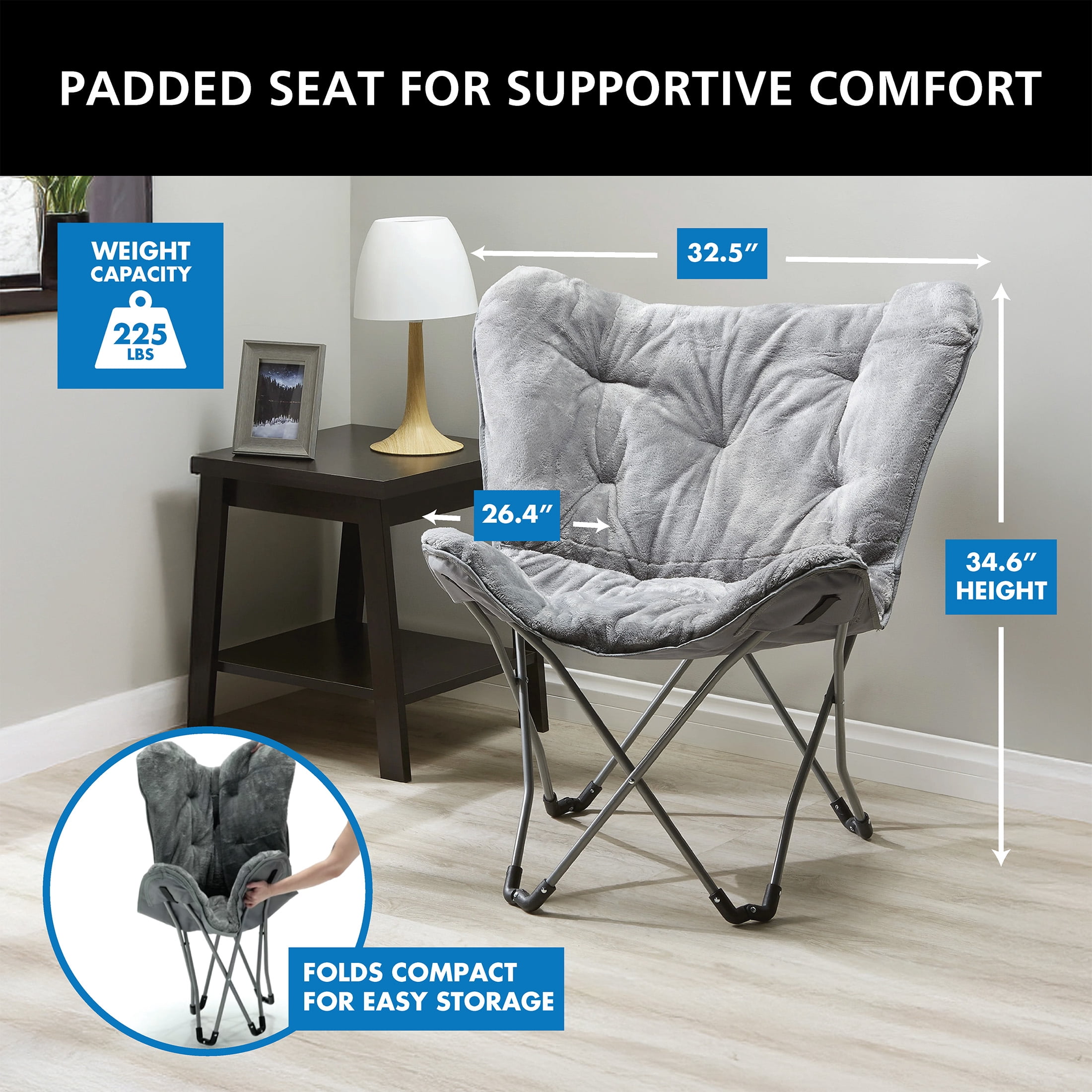 Chaise pliante Mainstays de la collection papillon