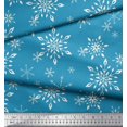 thumbnail image 2 of Soimoi Blue polyester Crepe Fabric Snow Flakes Floral Printed Craft Fabric by the Yard 52 Inch Wide, 2 of 5