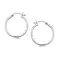 thumbnail image 1 of Sterling Silver Polished Thin Hoop Earrings Rhodium Plating (20mm), 1 of 2
