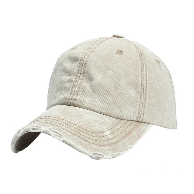 Unisex Casual Denim Hole Splice Hat Adjustable Washed Baseball Cap