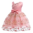thumbnail image 4 of Penkiiy Toddler Girls Net Yarn Flowers Mesh Embroidery Bow Ruffles Birthday Party Gown Long Dresses 3-4 Years Pink, 4 of 8