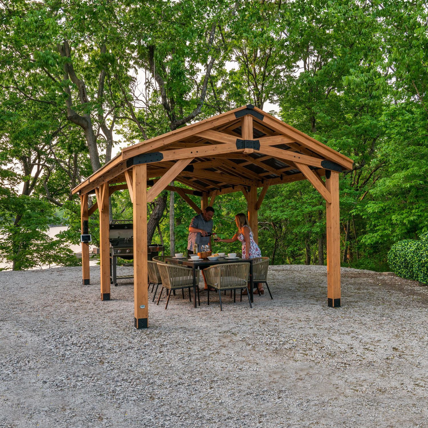 Backyard Discovery Pavillon de jardin en cèdre Norwood 20 pi x 12 pi