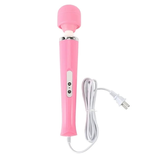GlamEssence USB Wand Massager with 10 powerful speeds and vibration patterns, designed for back and neck relief. Features a pink ABS and silicone body, 360° bendable head, ergonomic handle, removable silicone massage head, and a 6-foot cord for extended reach.