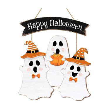 Wmqpnns New Trending Gate Sign Happy Halloween Wooden Hanging Sign for Front Door Hanging Wreath Pumpkin Indoor and Outdoor Courtyard Wall Party Todays Deals Clearance Sale