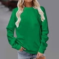 thumbnail image 2 of Dagegui Hauts Grande Taille pour Femmes Manches Longues Col Rond T-Shirt Couleur Unie Quotidien Tunique Chandail Vert Armée TTTTG, 2 of 5