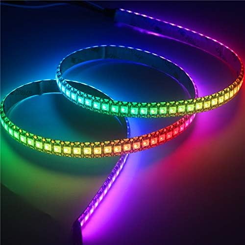DC5V 5050 LED Light Strip RGB 1M 2M 3M 4M 5M 30/60/144 LEDs Smart Addressable Pixel Black PCB IC WS2812, Waterproof IP65 IP67,No Waterproof IP20 (60LED 4 Meter, Waterproof IP65)