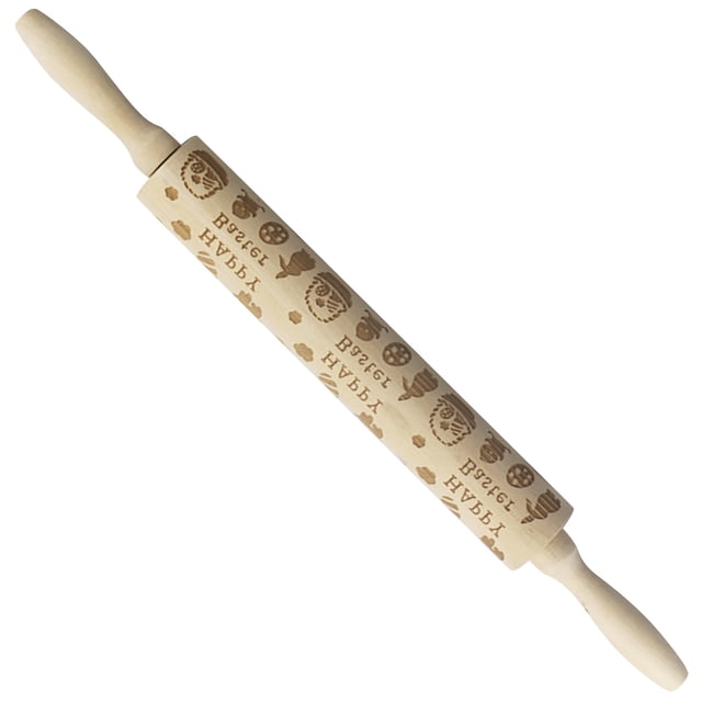 TIMIFIS Rolling Pin Wooden Easter Bunny Carrot Rolling Pin Printed Dough Stick Kitchen Gadgets