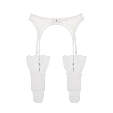 Varsbaby Women's See Through Lace Garter Belt with Stockings