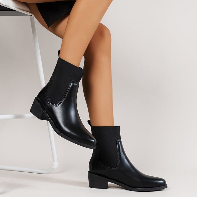 EGNMCR Bottines pour Femmes et Bottines Courtes Rétro d'Hiver à Cheminée Bottes pour Femmes Bottes Décontractées Mode Bottes pour Femmes