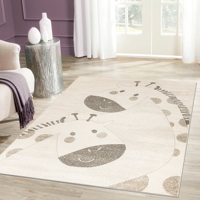 LaDole Rugs 3x10 ft Cartoon Area Runner Rug | Kids Long Carpet For Hallway, Entry Way, Indoor Floor Décor | Beige Brown