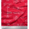 thumbnail image 1 of Soimoi Modal Satin Fabric Check & Airplane Transport Print Fabric by Yard 42 Inch Wide, 1 of 3