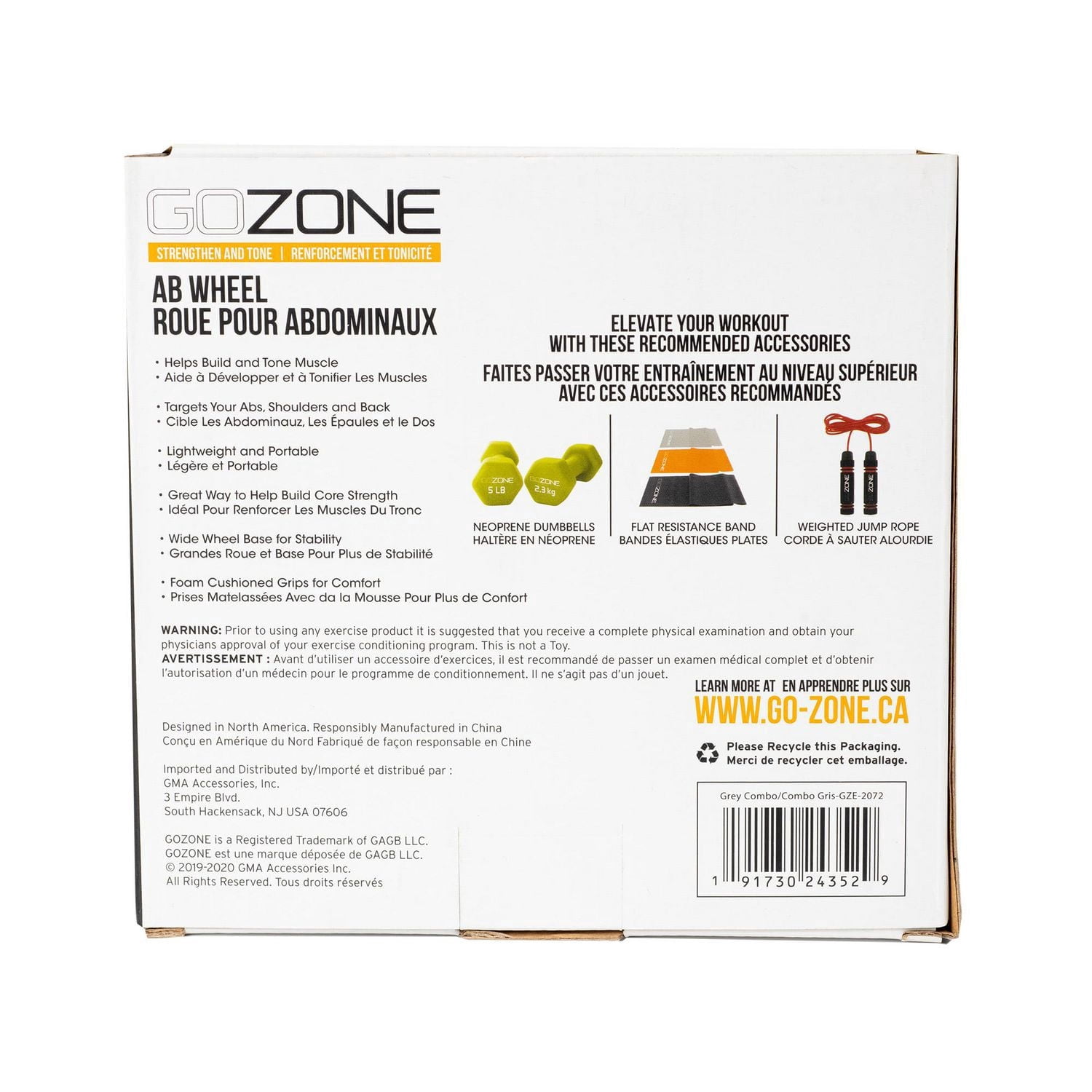 Roue pour abdominaux GoZone – Gris/noir