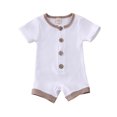 thumbnail image 1 of SUNSIOM Baby Boys Girls Summer Outfit Short Sleeve Knitted Button Up Romper, 1 of 5