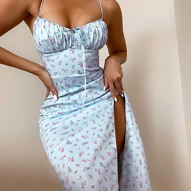 drppepioner Robe d'Été Femme Grande Taille Liquidation Mode Femme Camis Sans Manches Col en V Combinaison Imprimé Floral Robe Fendue de Plage