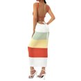 thumbnail image 3 of Fortune Robe Tricotée pour Femmes à Rayures/de Couleur Unie, Taille Ajourée, Dos Nu, à Nouer, Longue, 3 of 9