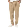 thumbnail image 1 of Innerwin Trousers Drawstring Men Bottoms Holiday High Waist Lightweight Summer Pants Khaki M, 1 of 4