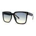 thumbnail image 1 of Womens Squared Horn Rim Inset Lens Oversized Rectangle Sunglasses Black Blue Yellow, 1 of 4
