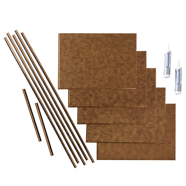 Fasade Hammered Decorative Vinyl Backsplash Kit 15 sq ft Antique Bronze