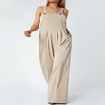 thumbnail image 2 of Wide Leg Overalls for Women Sleeveless Jumpsuits Suspender Overalls with Pockets, 2 of 6