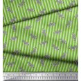 thumbnail image 2 of Soimoi Green polyester Crepe Fabric Stripe & Wild Animal Printed Fabric 1 Yard 52 Inch Wide, 2 of 3