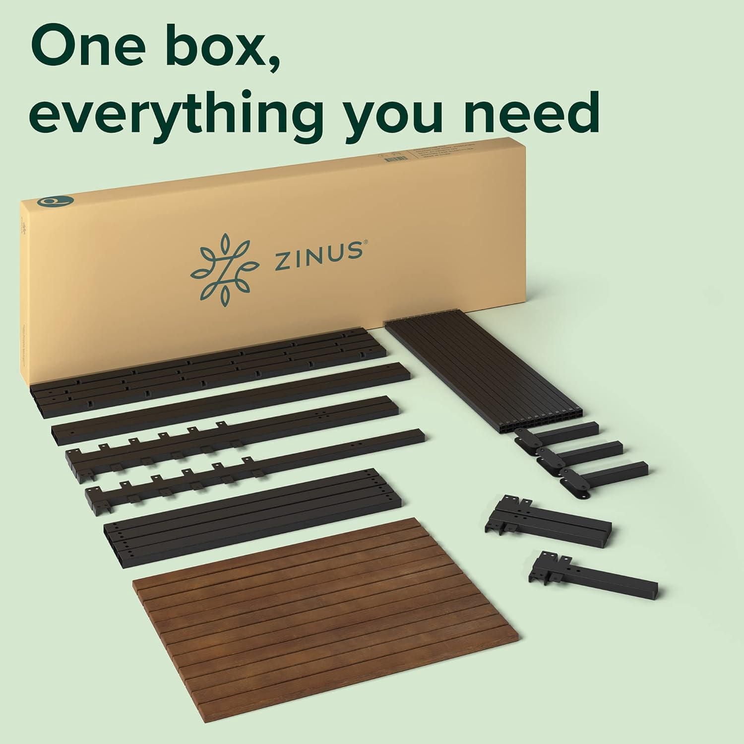 Cadre de lit plateforme Zinus Kai de 35 pouces en bambou et métal, sans sommier requis