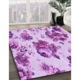 thumbnail image 3 of Ahgly Tapis d'Intérieur Lavable en Machine Carré Transitionnel Fleur Rose, 4 Pieds Carré, 3 of 7