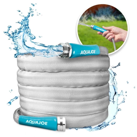 Refurbished Sun Joe FiberJacket Garden Hose, 25 Ft, 0.625 In, Ultra Flexible, Kink-Resistant, Marine-Grade, Crush-Proof Dual-Layer, Metal Fittings