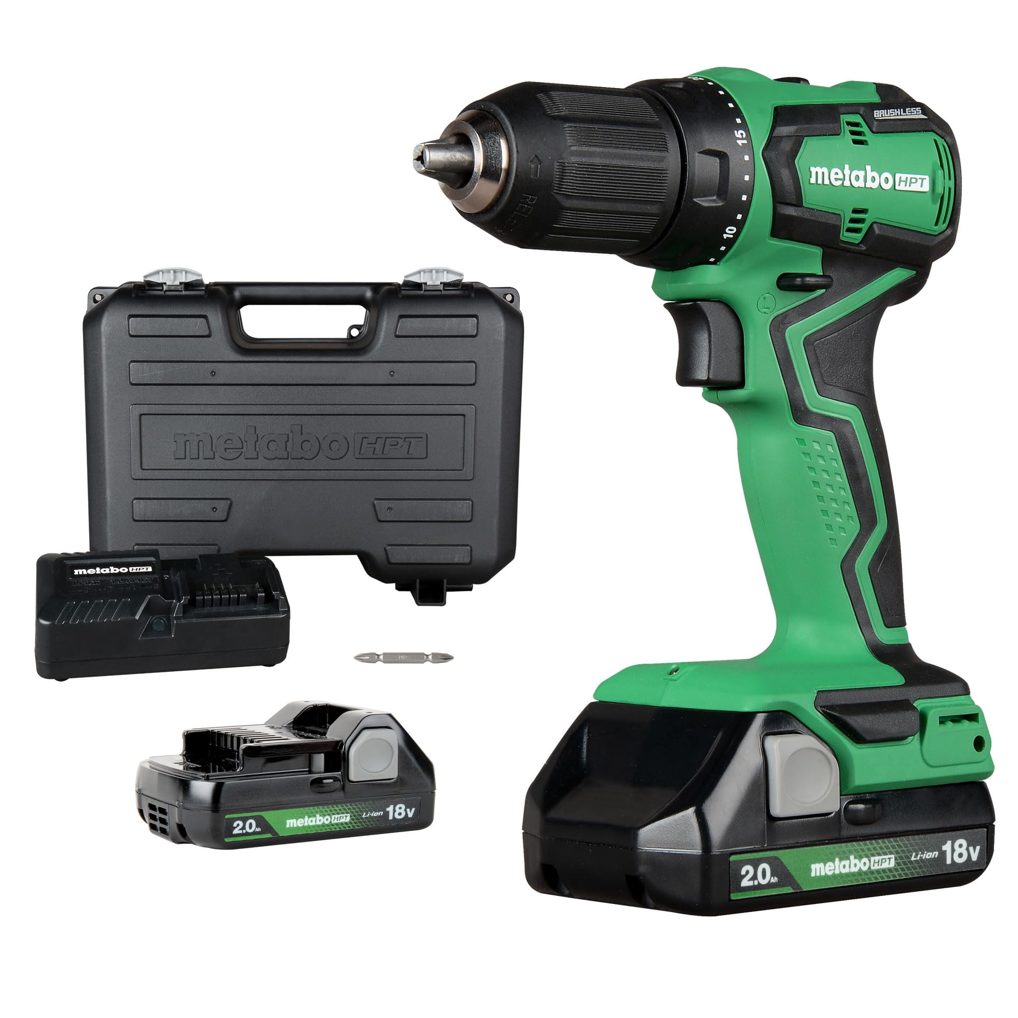 Metabo HPT 18V MultiVolt Cordless Sub-Compact Driver Drill Kit | 1/2-Inch Chuck | Includes 2-18V 2.0 Ah Batteries with Fuel Gauge | 485 in-lbs of Torque | Lifetime Tool Warranty | DS18DDXS