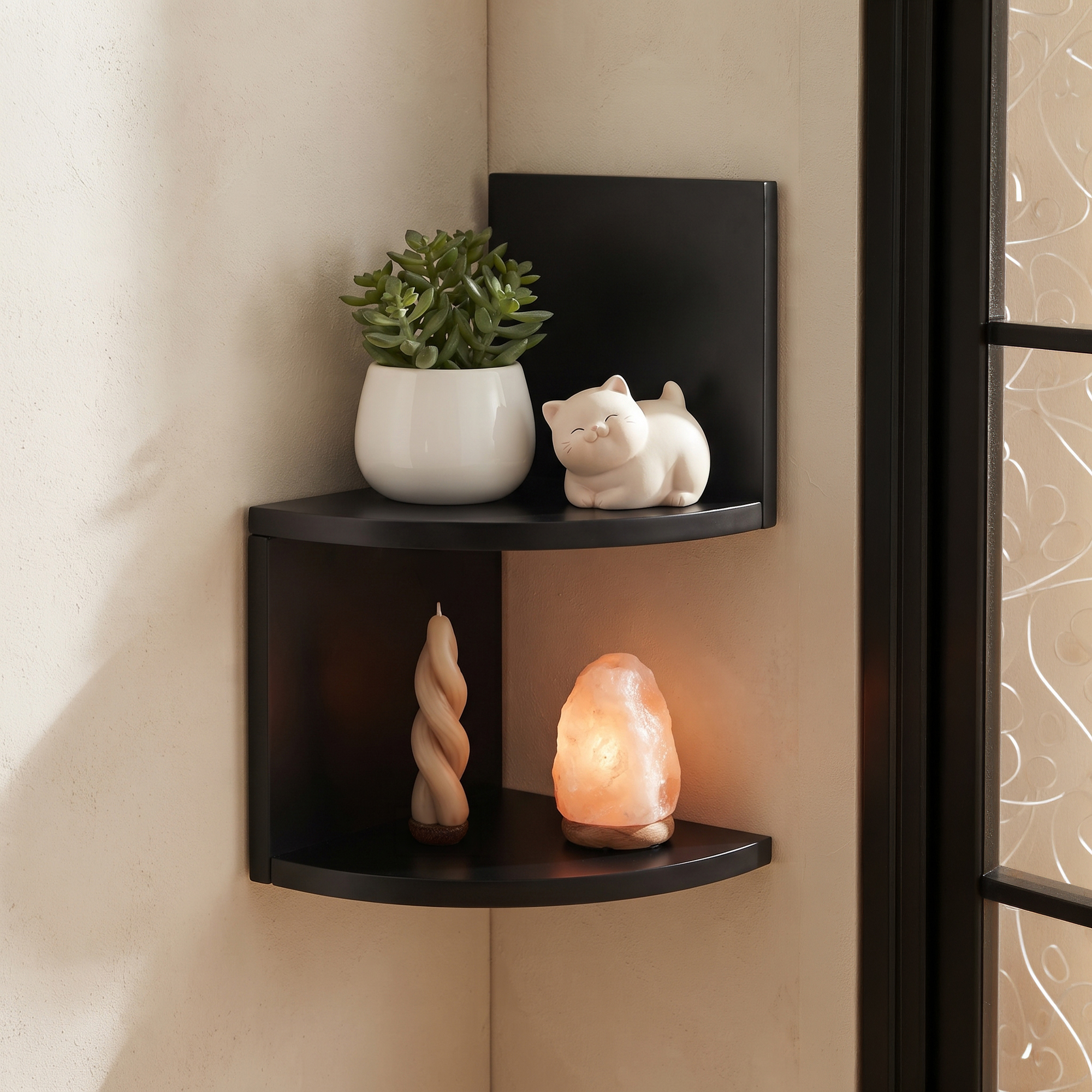 hometrends Black Corner Shelf Set