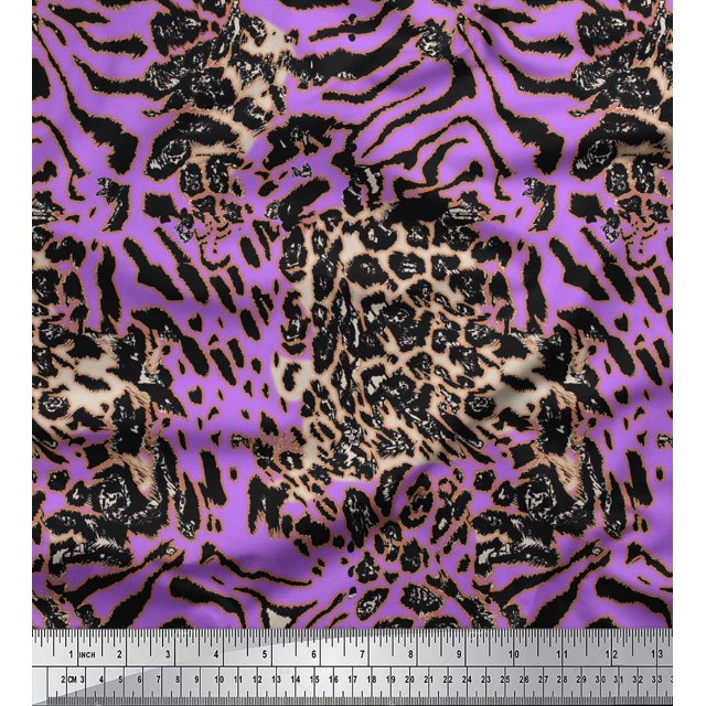 Soimoi Rayon Fabric Leopard & Tiger Animal Skin Print Fabric by Yard 56 Inch Wide