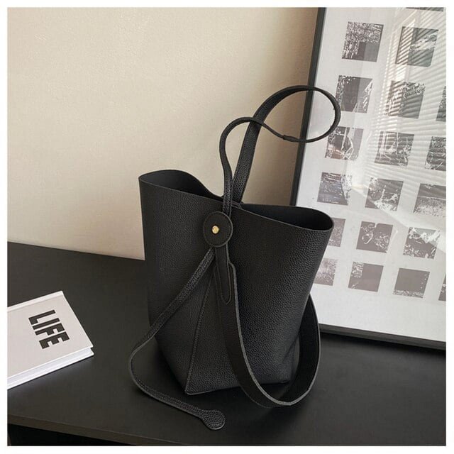 LinYooLi Female Large Capacity Tote Bag Soft Leather Shopping Bag Luxury Classic Design Handbags Ladys Simple Trendy Shoulder Bag