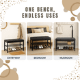 thumbnail image 3 of Nola Home 2-Tier Shor Rack Bench with Padded Seta, Entryway Shoe Organizer for 6 Pairs, Metal Frame, Compact Storage for Hallway, Closet, Mudroom, Black, 3 of 6