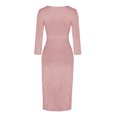 thumbnail image 4 of WTXUE Robe Portefeuille, Robe de Soirée à Manches Longues pour Femmes, Fente Haute, Robe à Col en V, Robe pour Femme, Robe Rose pour Femmes, Rose 2TG, 4 of 6