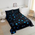 thumbnail image 4 of Erosebridal Ensemble de Literie Triangle Bleu pour Lit Simple, Couette en Duvet Triangle Néon, Bleu Noir, 2 Pcs Réversible, 4 of 7