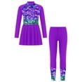 thumbnail image 1 of Sxiwei Kids Swim Dress with Pants Legging Set for Pool Beach Surfing Bathing Suit Rashguard UPF 50+ Purple 10, 1 of 6