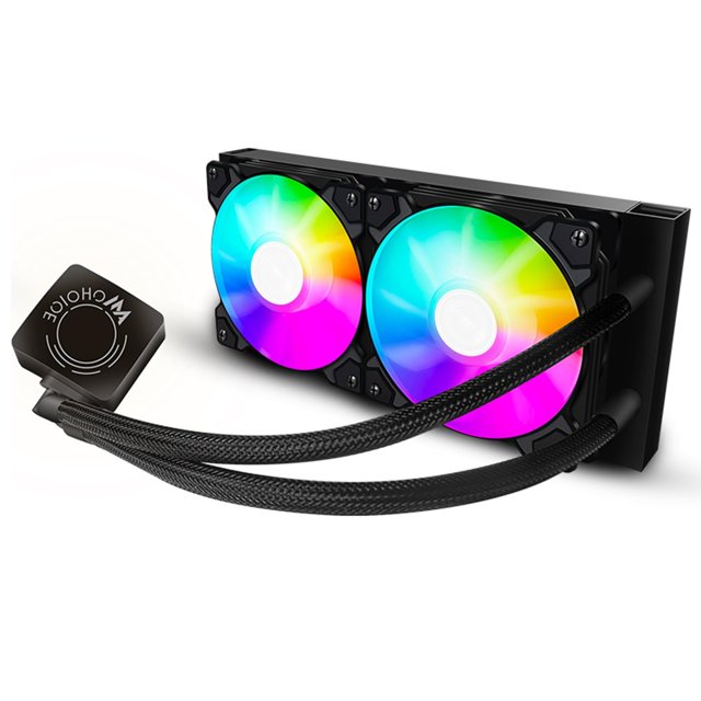 Cpu Refroidisseur de Liquide Cpu Refroidisseur d'Eau 240Mm Aio Cpu Refroidisseur Liquide Compatible avec Amd Intel Lga Rgb - Noir